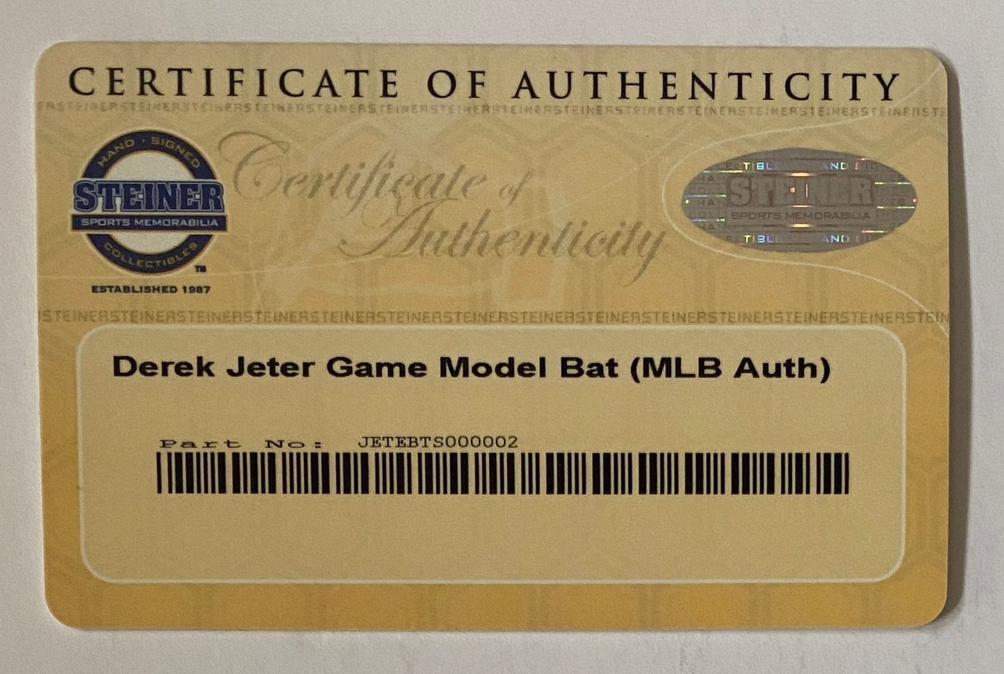 Derek Jeter Strong Autograph P72 Game Model Bat