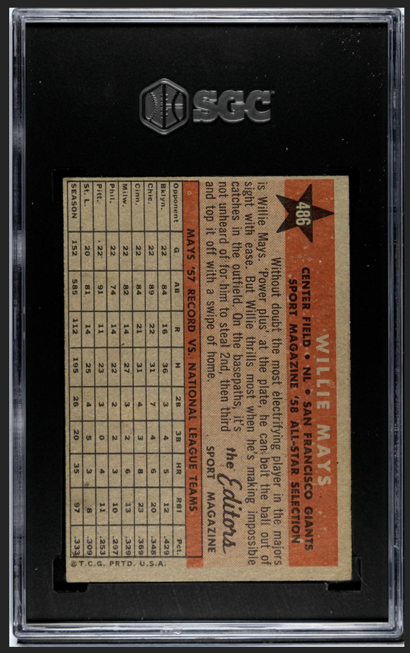 Willie Mays 1958 Topps All Star SGC 4