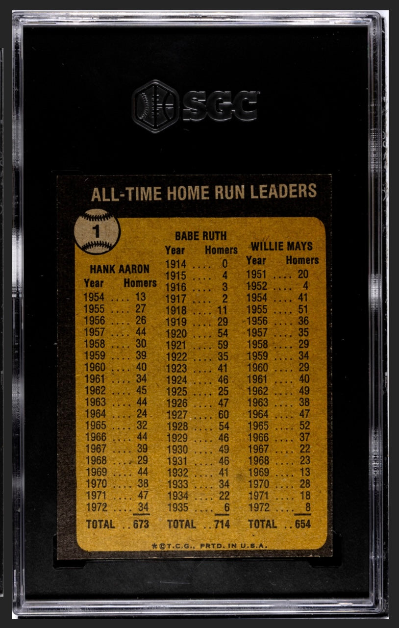 Ruth/Aaron/Mays 1973 Topps SGC A