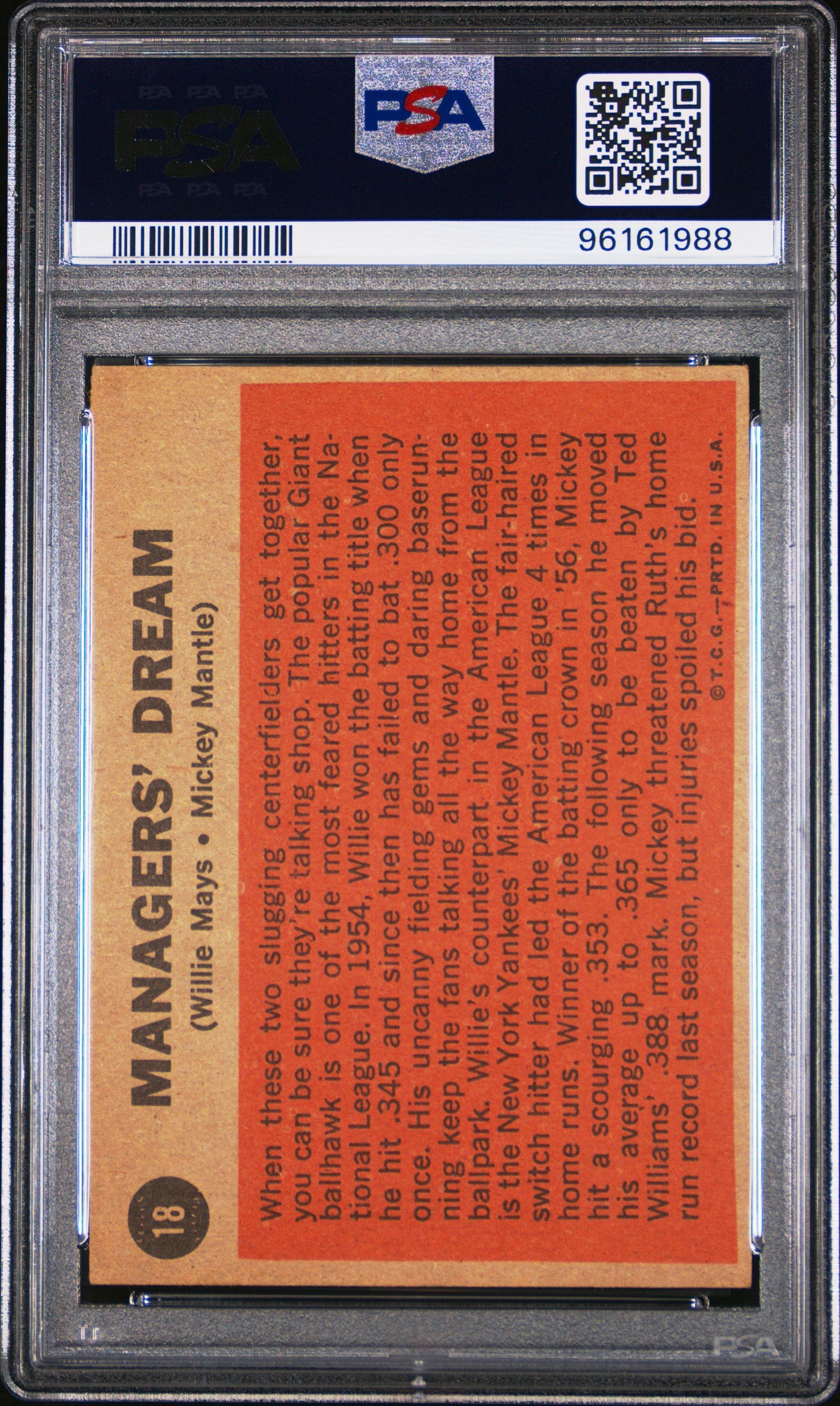 Mickey Mantle/Willie Mays 1962 Topps PSA 4