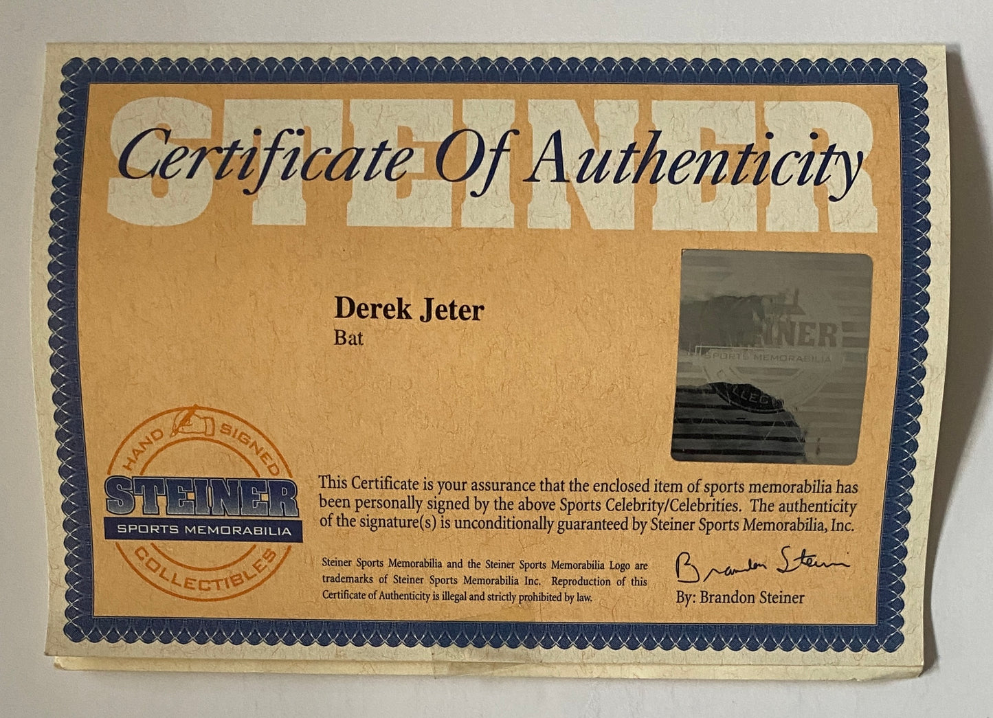 Derek Jeter Signed P72 Game Model Bat