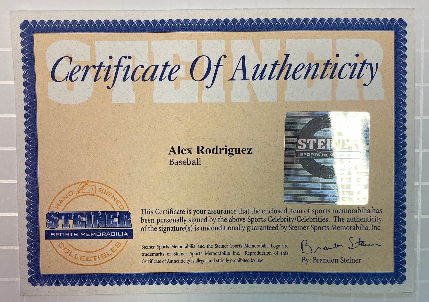 Alex Rodriguez Signed Baseball Steiner