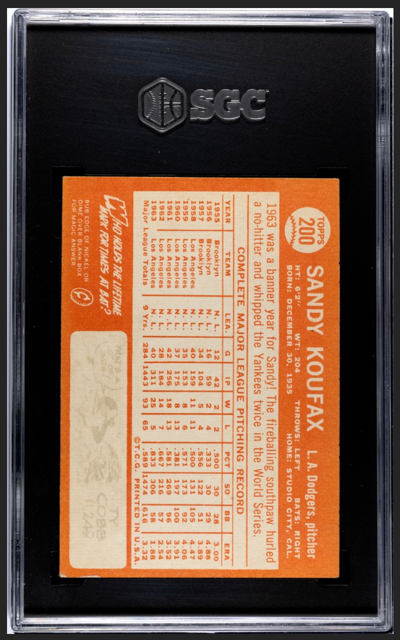 Sandy Koufax 1964 Topps SGC 3