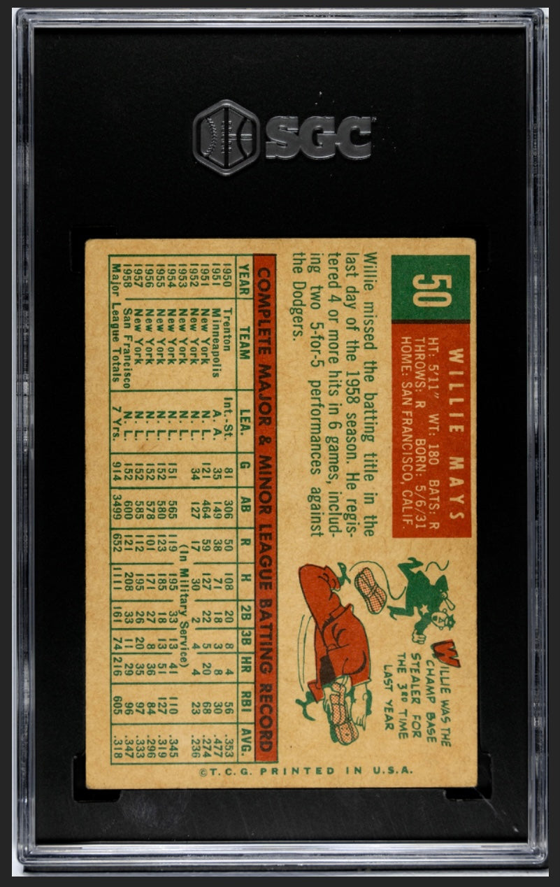 Willie Mays 1959 Topps SGC 4