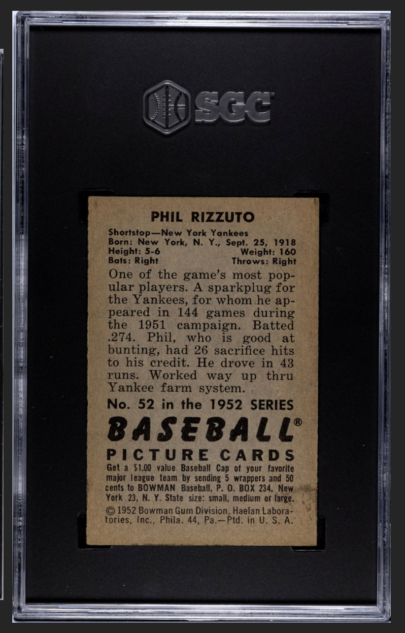 Phil Rizzuto 1952 Bowman SGC 5
