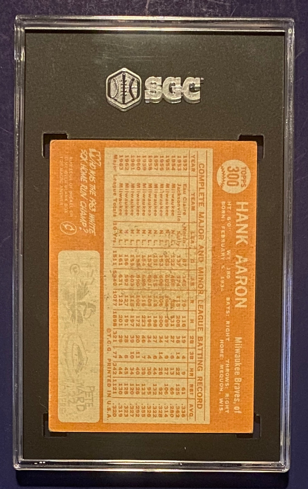 Hank Aaron 1964 Topps SGC 5