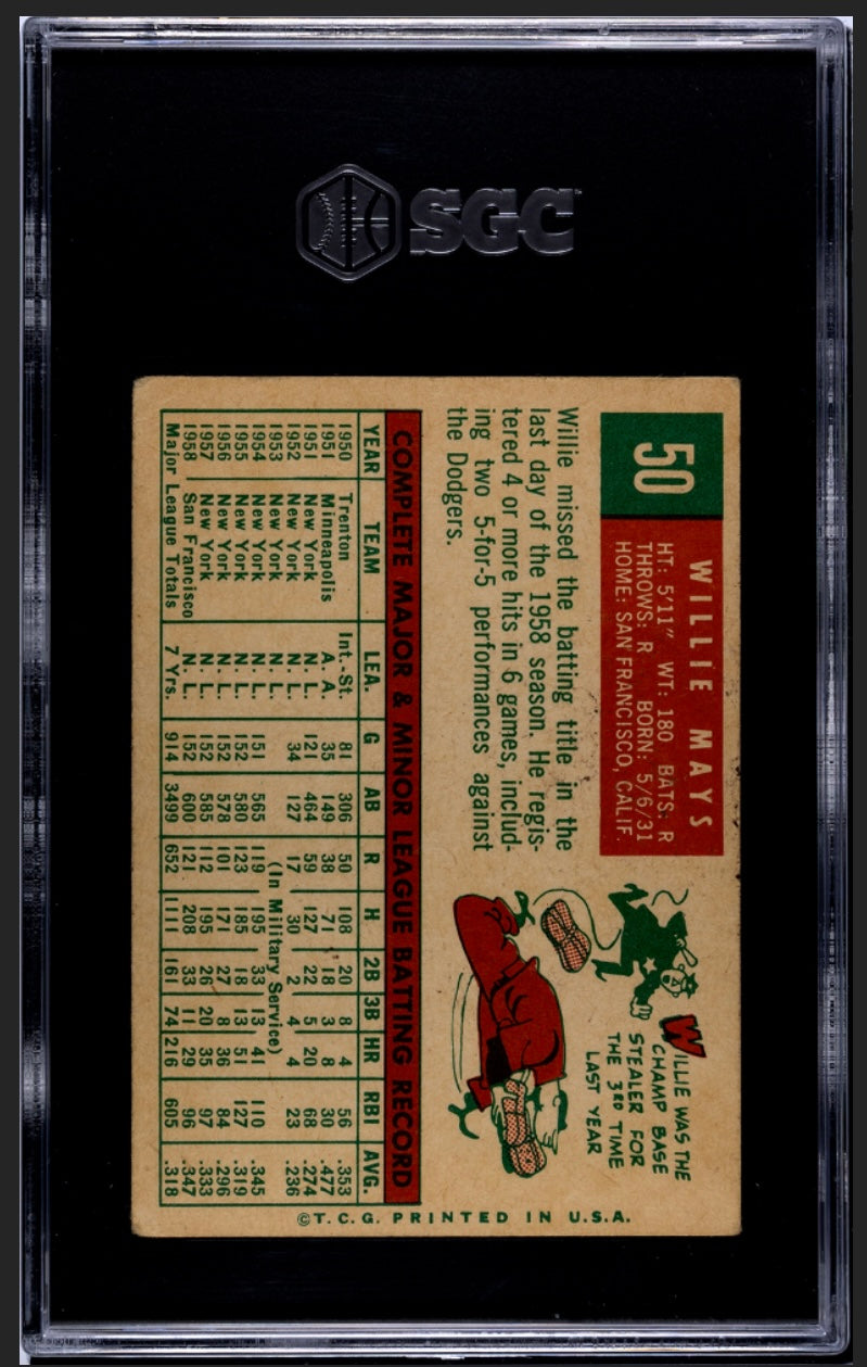 Willie Mays 1959 Topps SGC 4