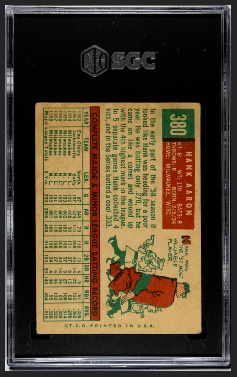 Hank Aaron 1959 Topps SGC 3
