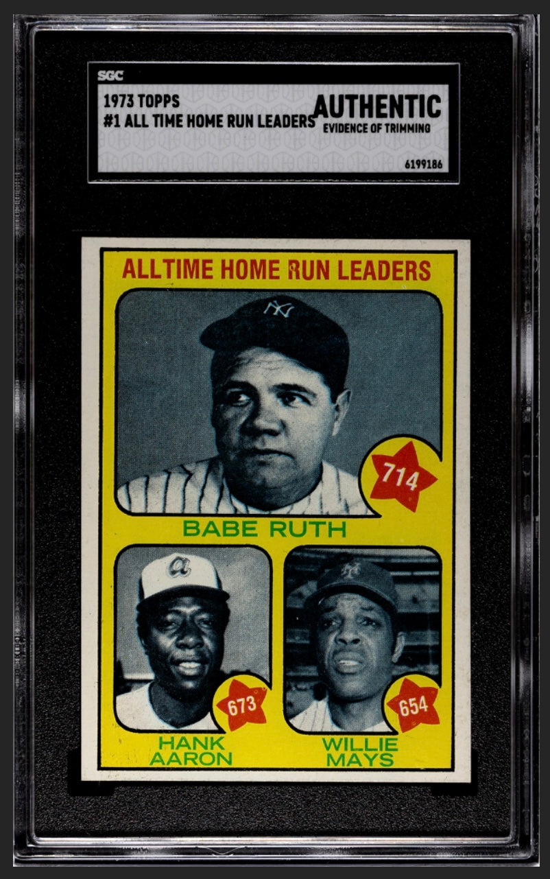 Ruth/Aaron/Mays 1973 Topps SGC A