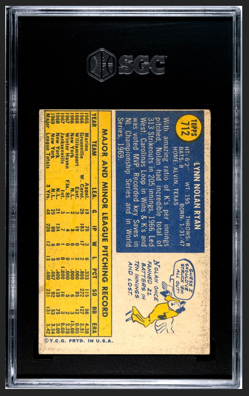 Nolan Ryan 1970 Topps SGC 2