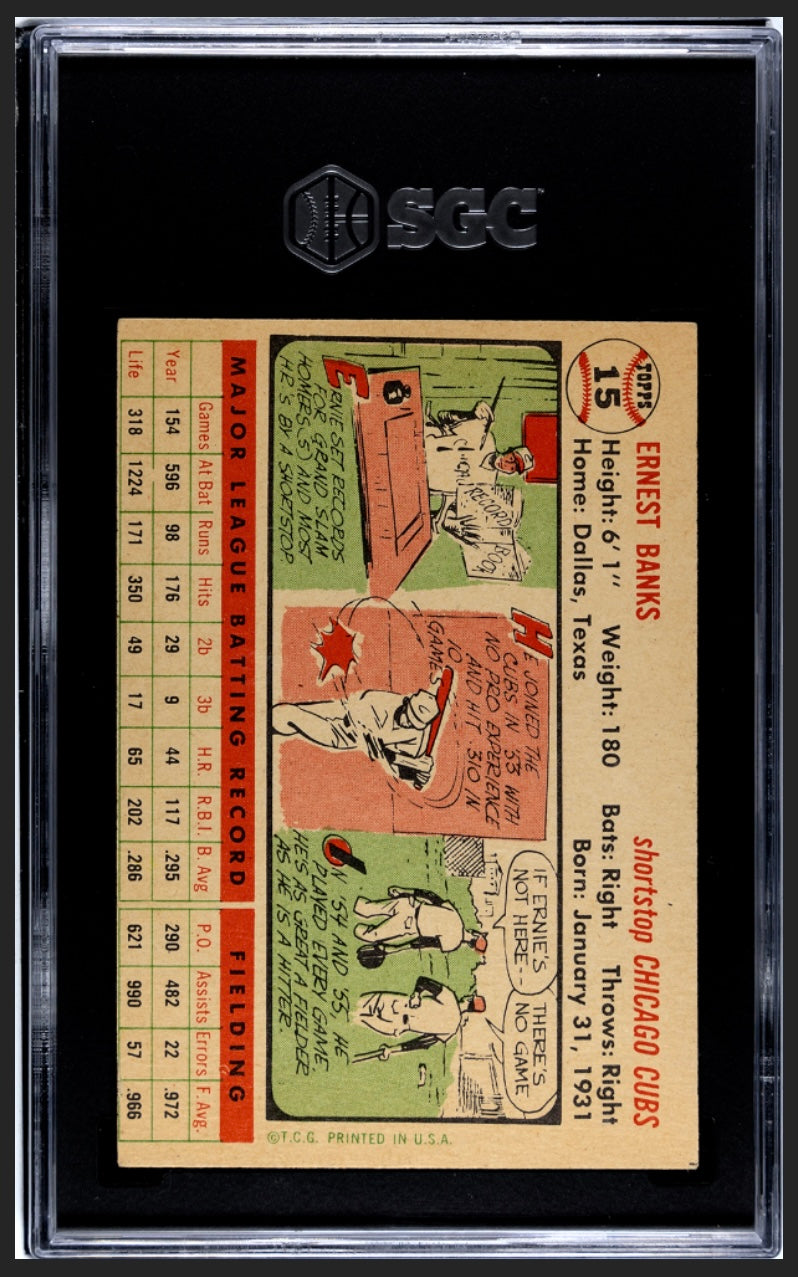 Ernie Banks 1956 Topps White Back SGC 3