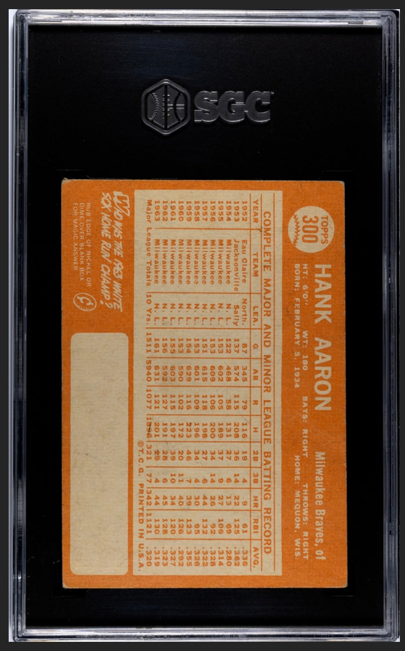 Hank Aaron 1964 Topps SGC 2.5