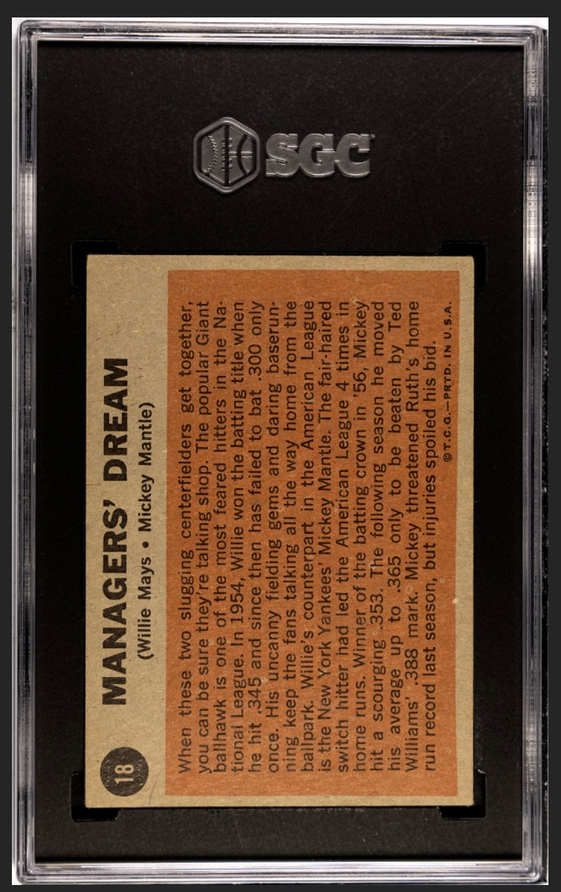 Mantle/Mays 1962 Topps Managers Dream SGC 5