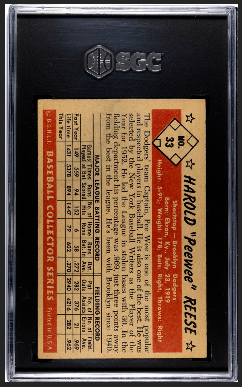 Peewee Reese 1953 Bowman Color SGC 5