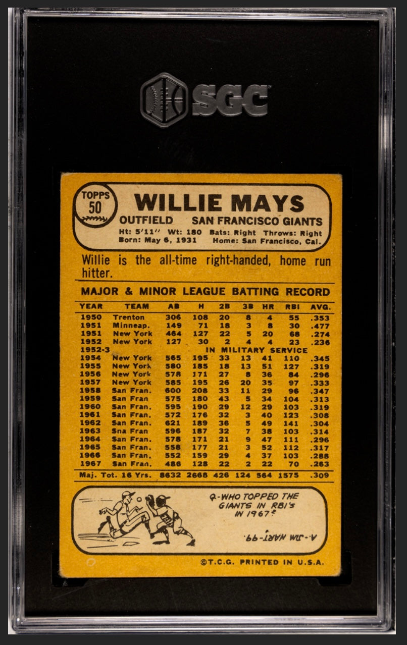 Willie Mays 1968 Topps SGC 5