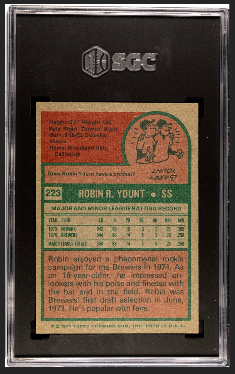 Robin Yount RC 1975 Topps SGC 6