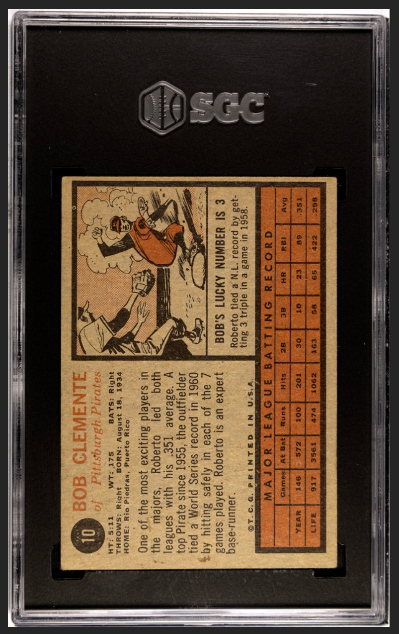 Roberto Clemente 1962 Topps SGC 4
