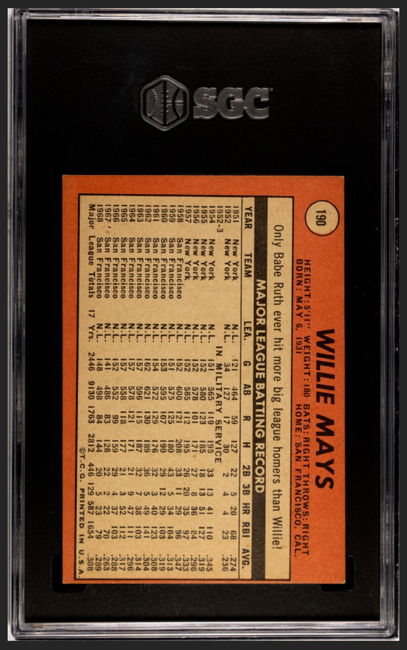 Willie Mays 1969 Topps SGC 3
