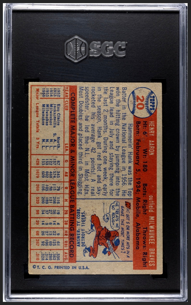 Hank Aaron 1957 Topps SGC 2