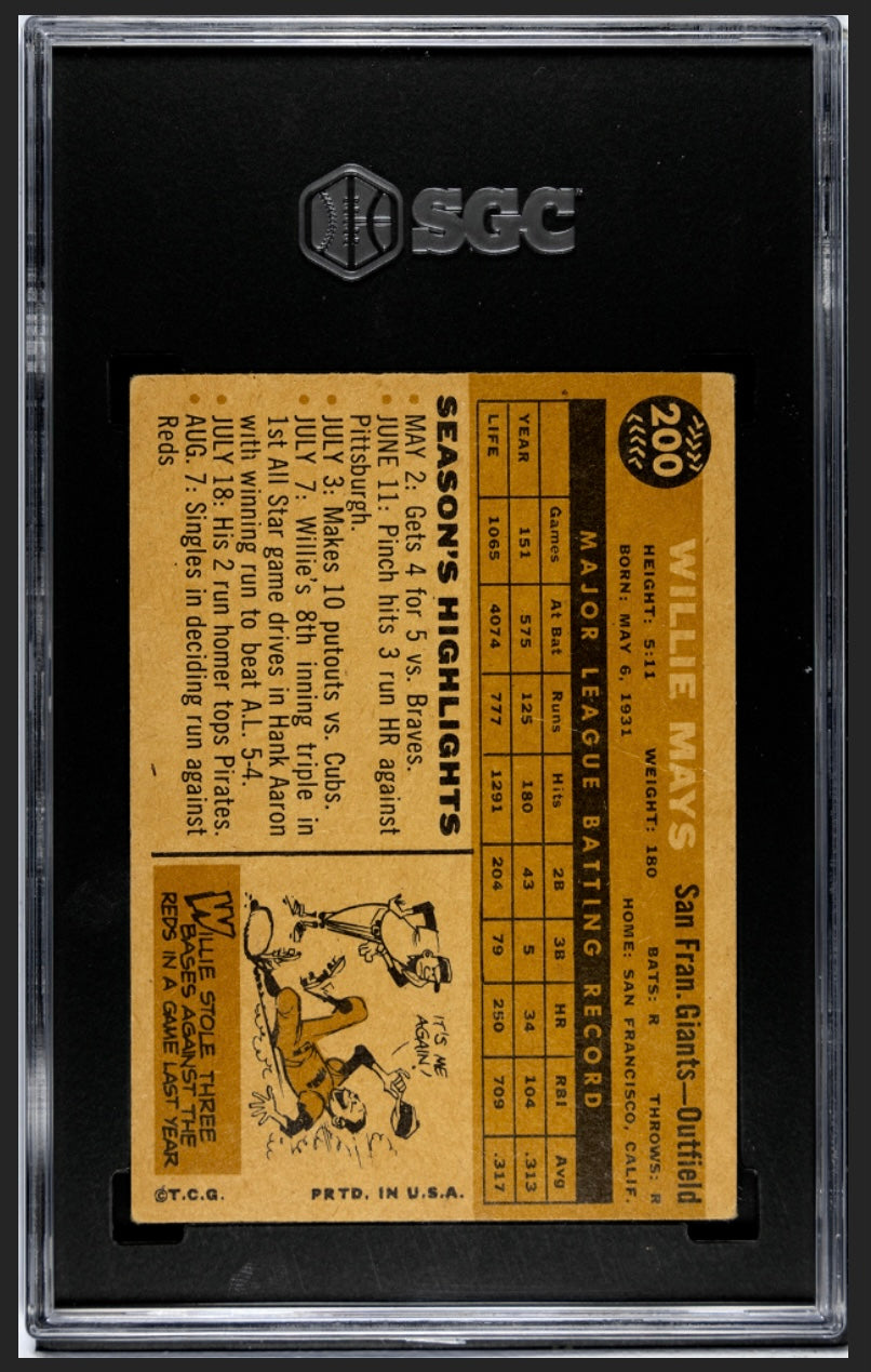 Willie Mays 1960 Topps SGC 3