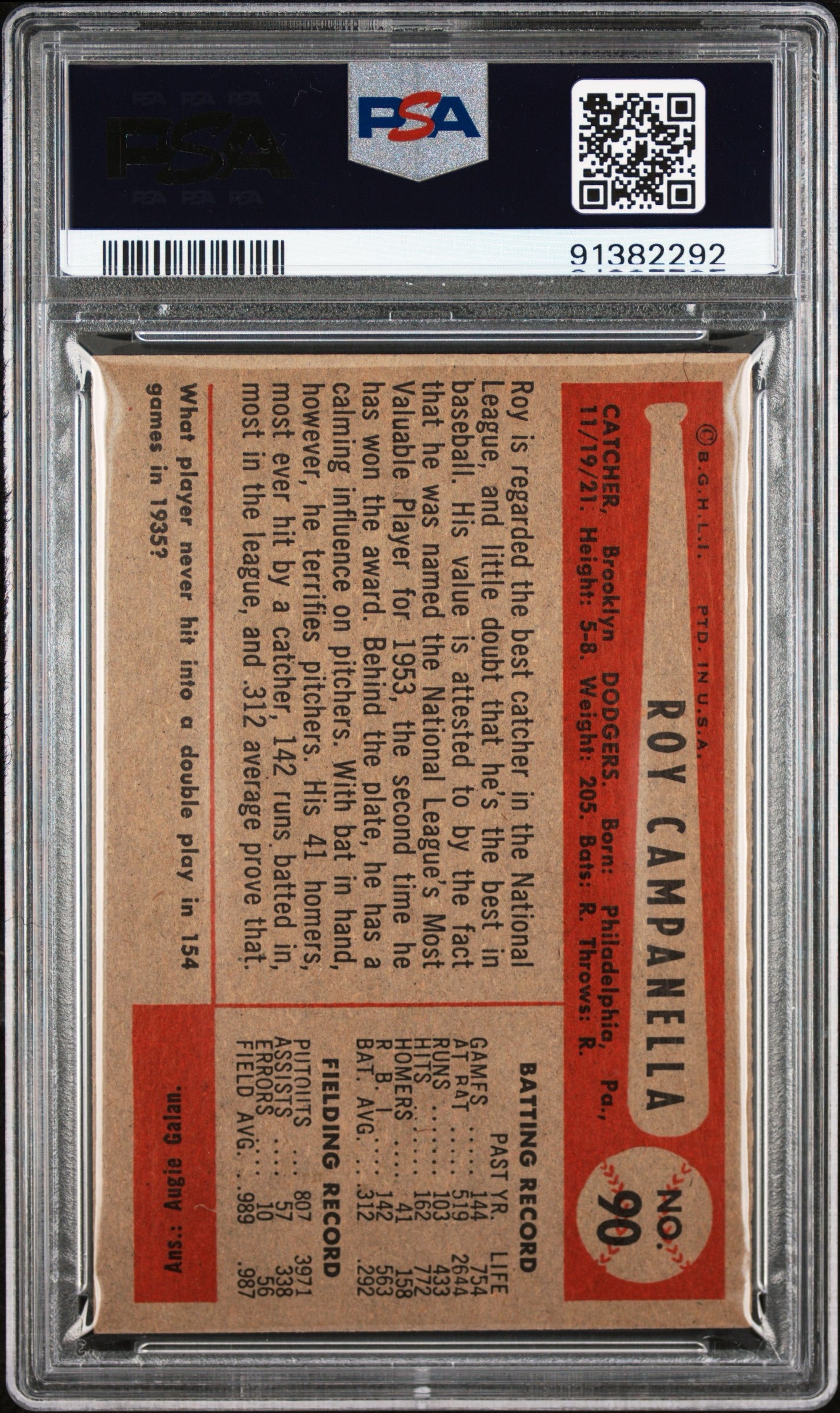 Roy Campanella 1954 Bowman PSA 5