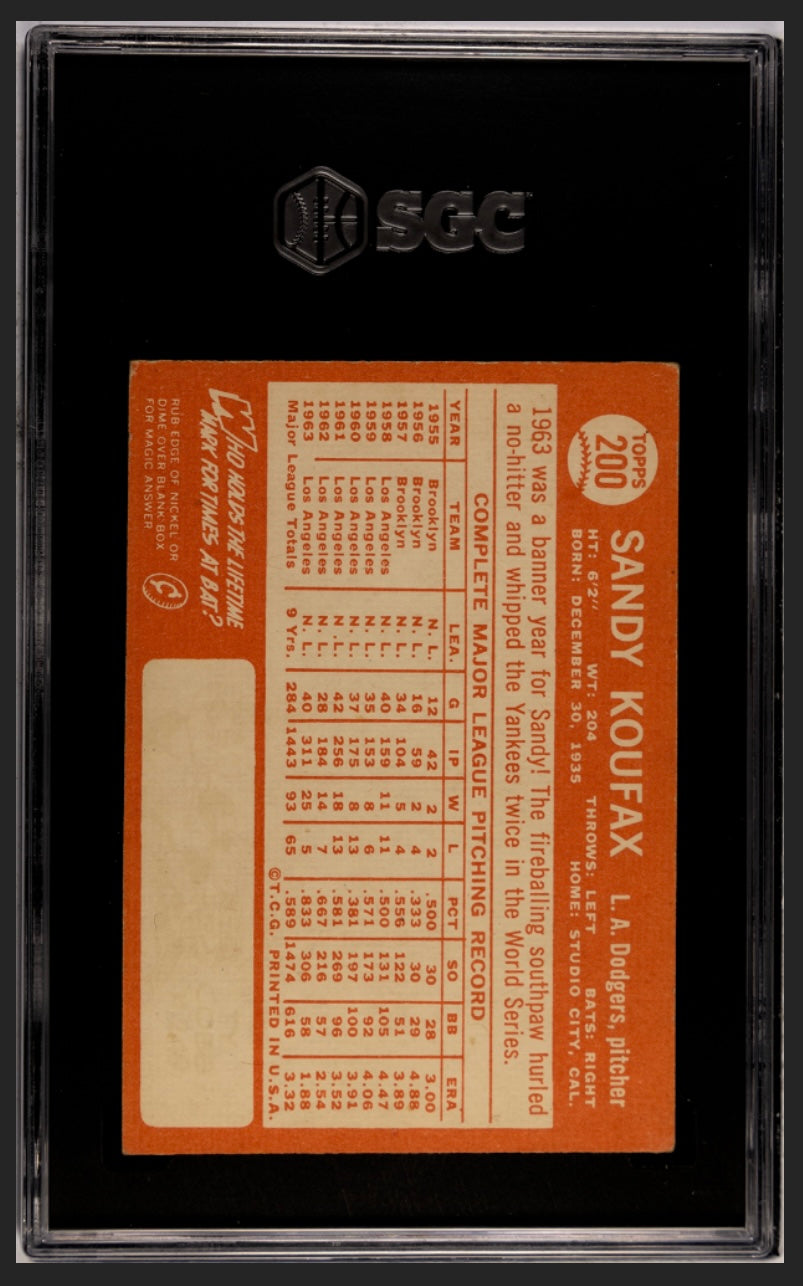 Sandy Koufax 1964 Topps SGC 3.5