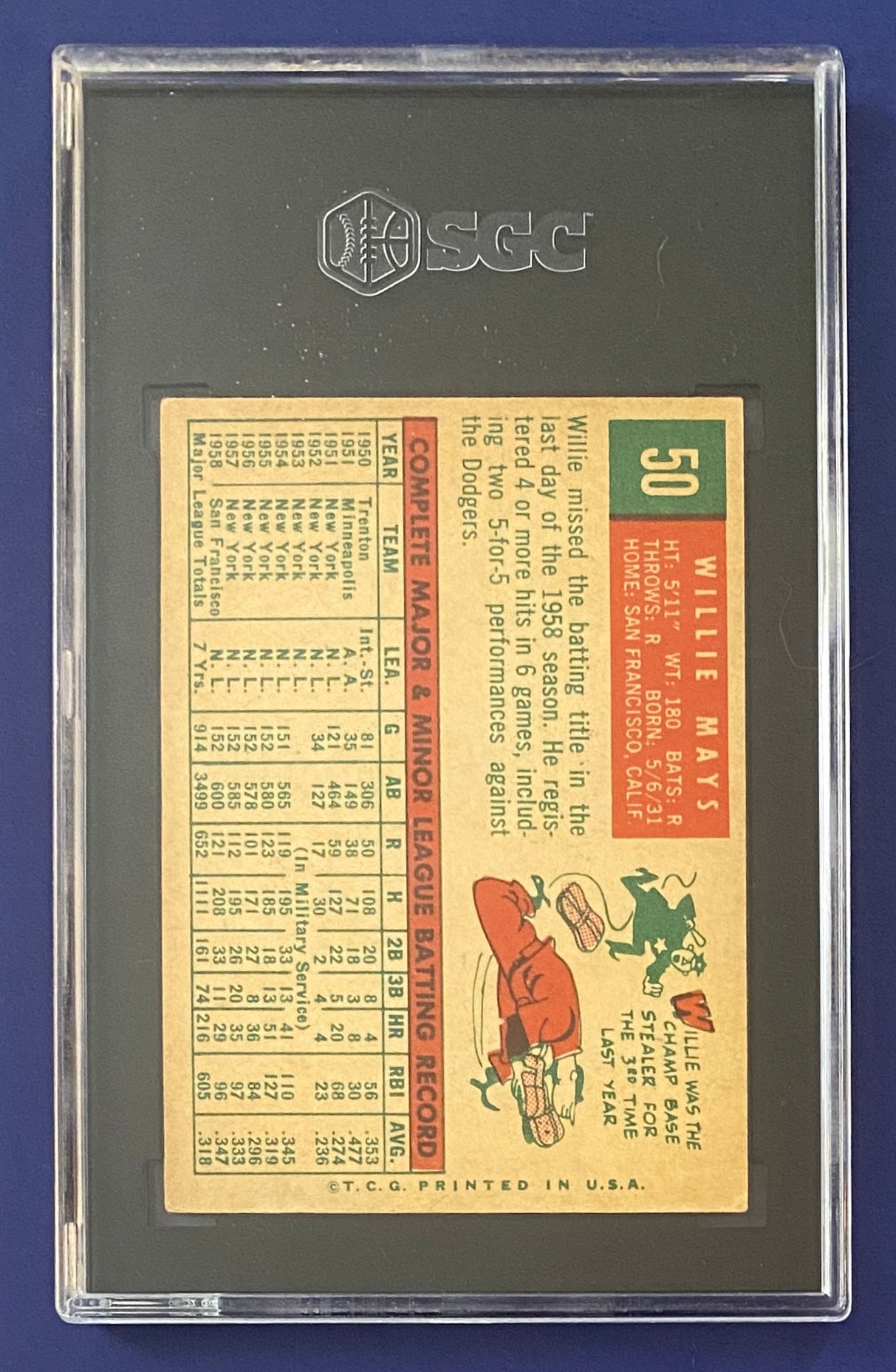 Willie Mays 1959 Topps SGC 5