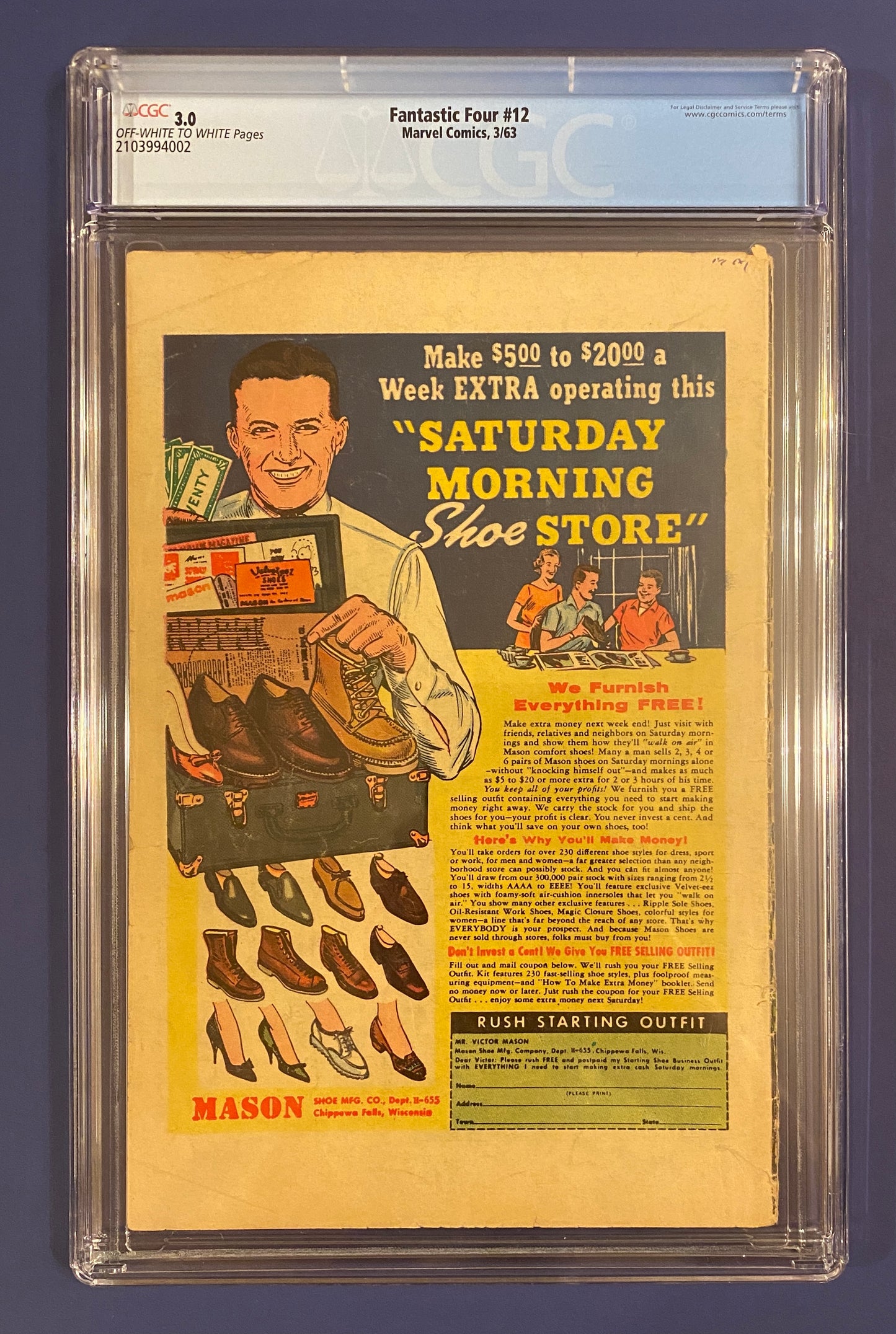 Fantastic Four #12 1963 CGC 3 New Slab 1st Meeting Hulk-Fantastic 4 Huge Key Book Movies Coming Out Possible Hulk App.