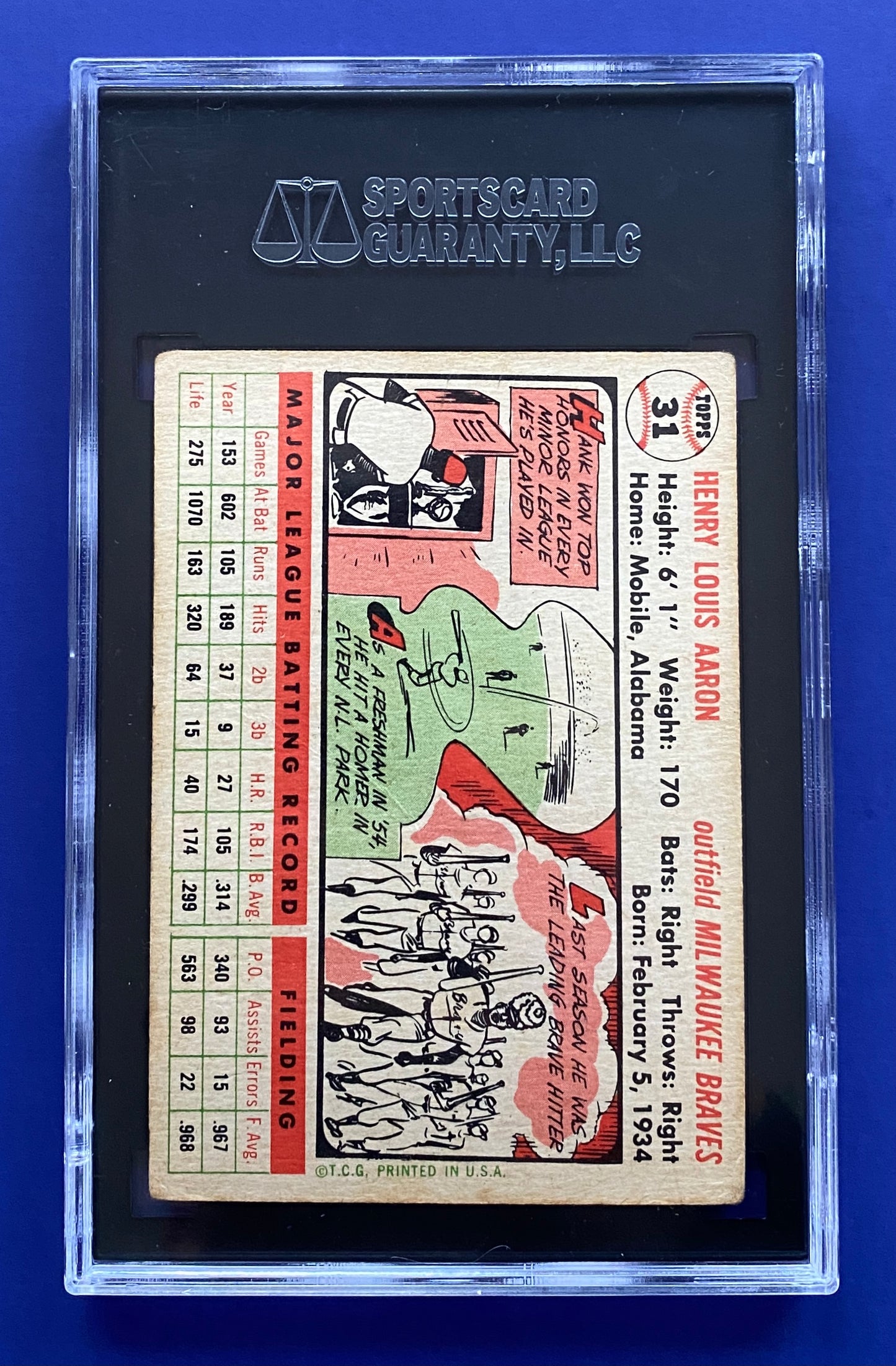 Hank Aaron 1956 Topps White Back SGC 2.5
