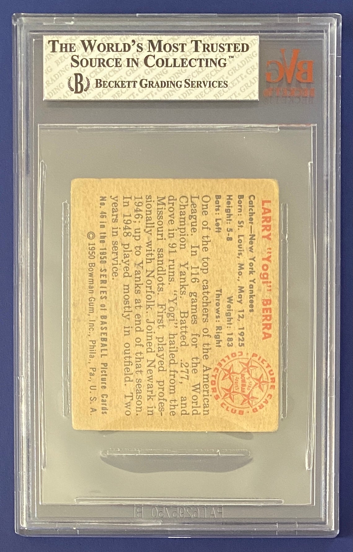 Yogi Berra 1950 Bowman BVG 3