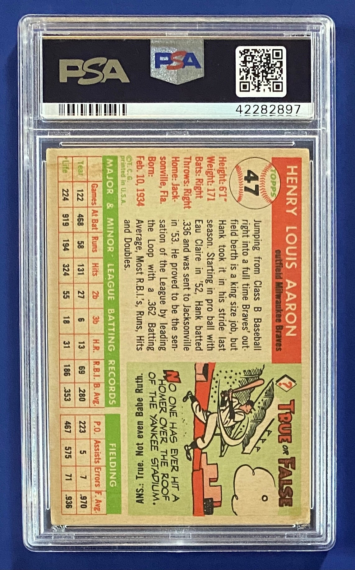 Hank Aaron 1955 Topps PSA 4