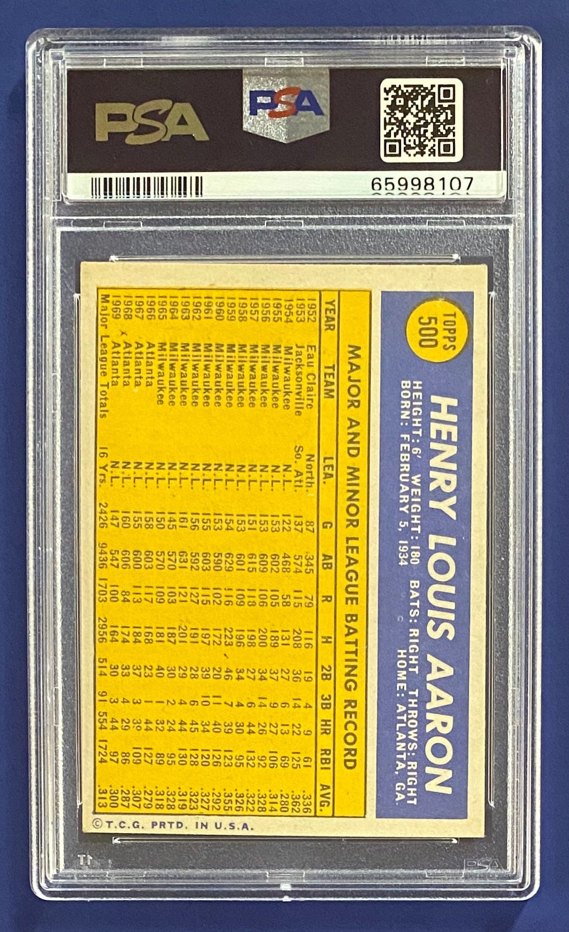 Hank Aaron 1970 Topps PSA 4