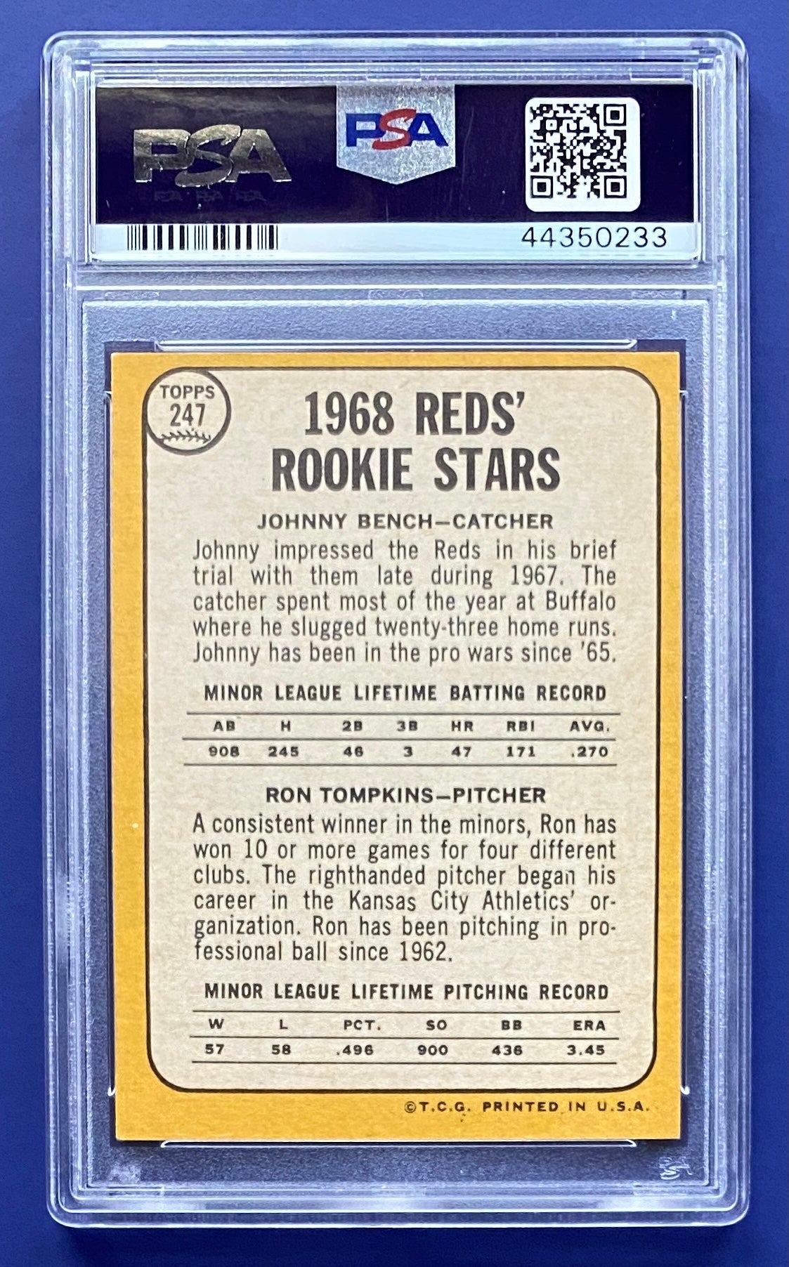 Johnny Bench RC 1968 Topps PSA 6