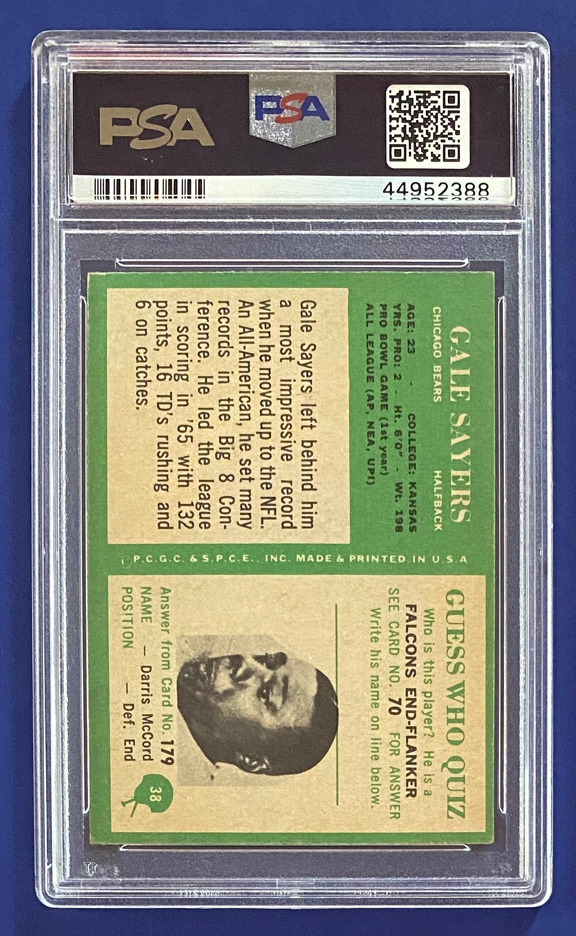 Gale Sayers RC 1966 Philadelphia PSA 3