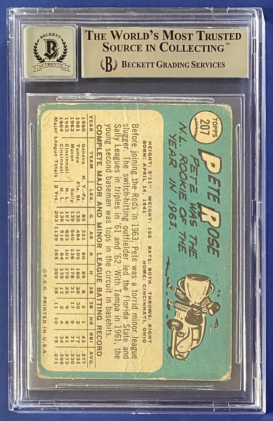 Pete Rose 1965 Topps BGS Auto 10