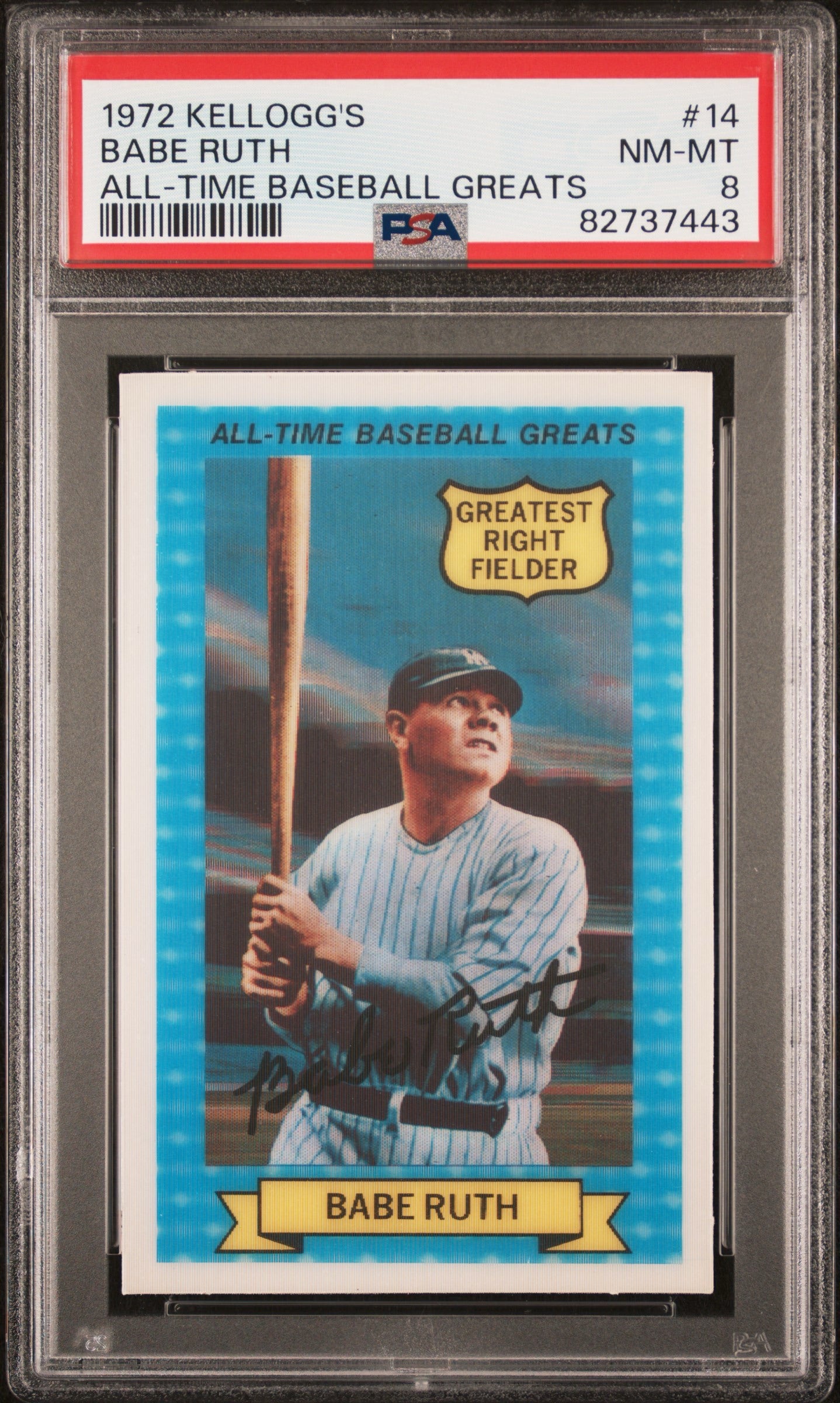 Babe Ruth 1972 Kellogg’s PSA 8