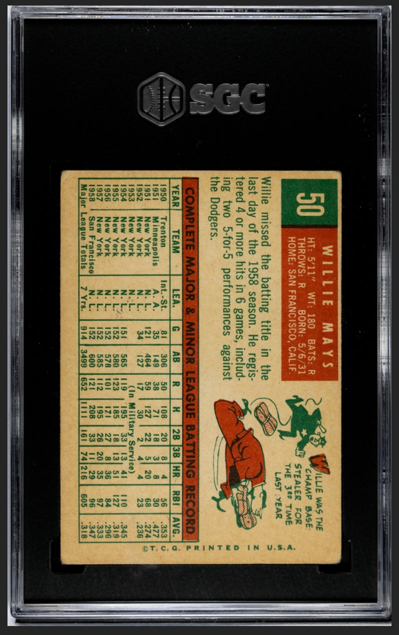 Willie Mays 1959 Topps SGC 3
