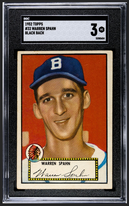 Warren Spahn 1952 Topps Black Back SGC 3