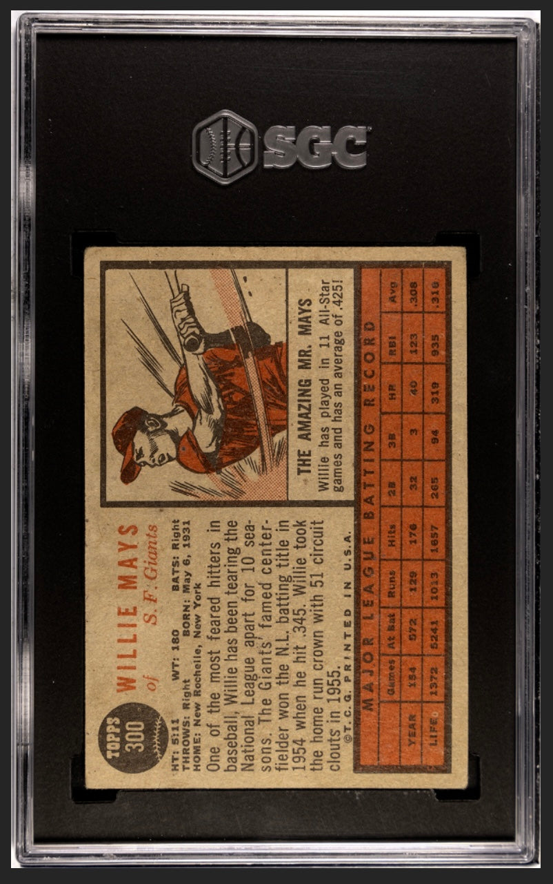 Willie Mays 1962 Topps SGC 3