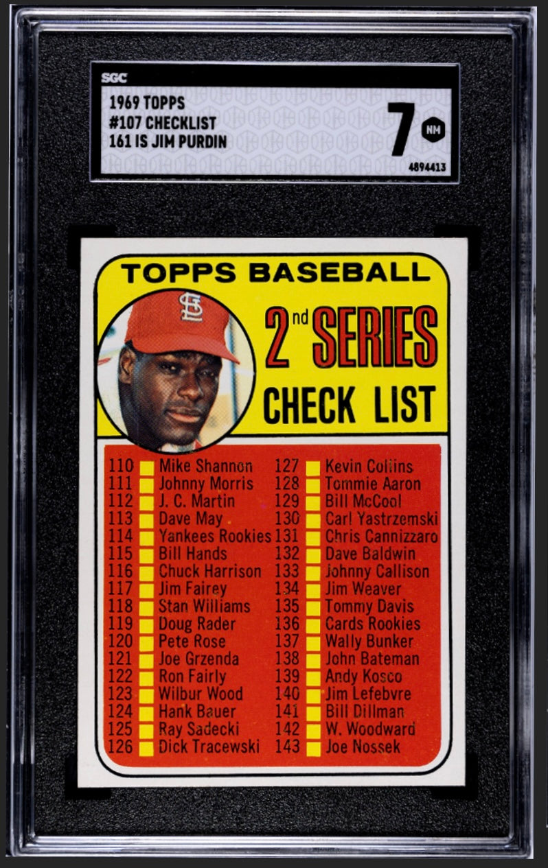 Jim Purdin 1969 Topps Checklist SGC 7