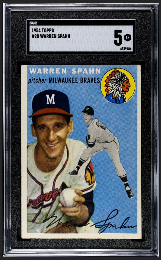 Warren Spahn 1954 Topps SGC 5
