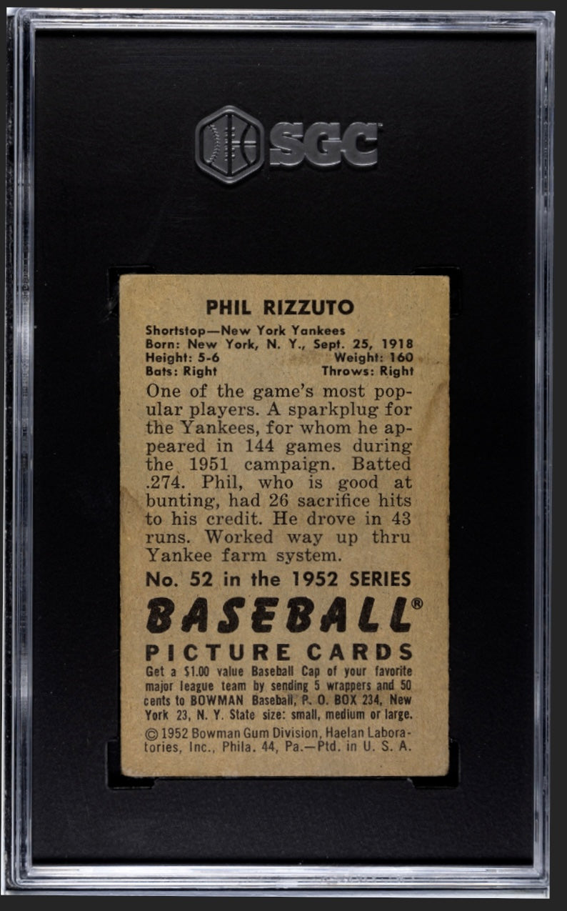 Phil Rizzuto 1952 Bowman SGC 4