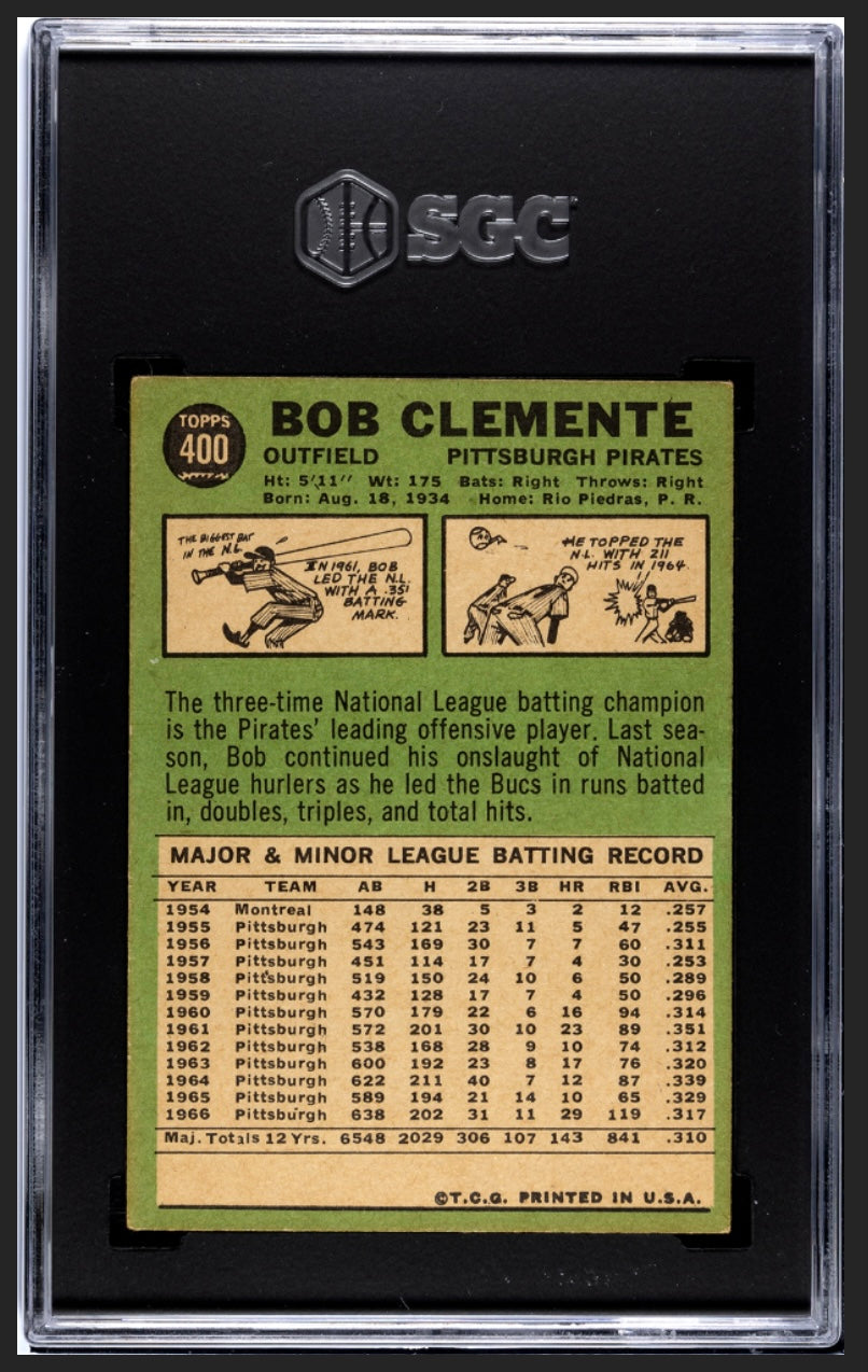 Roberto Clemente 1967 Topps SGC 3