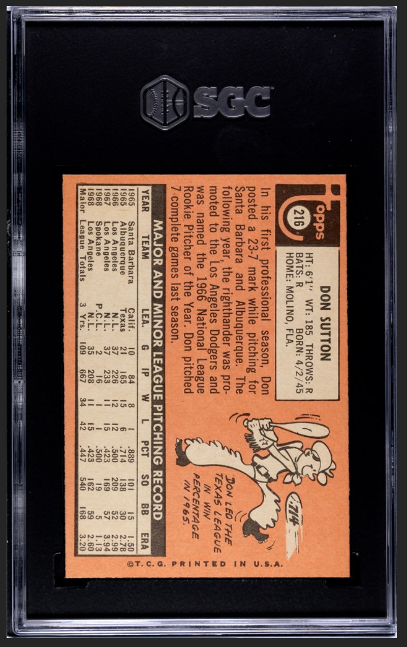 Don Sutton 1969 Topps SGC 8