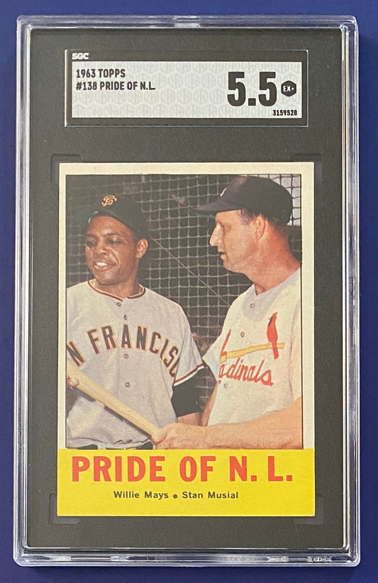 Willie Mays/Stan Musial 1963 Topps NL SGC 5.5