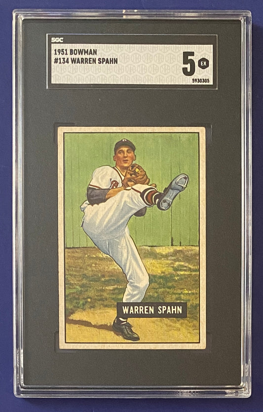Warren Spahn 1951 Bowman SGC 5