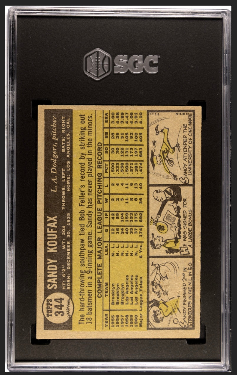 Sandy Koufax 1961 Topps SGC 5