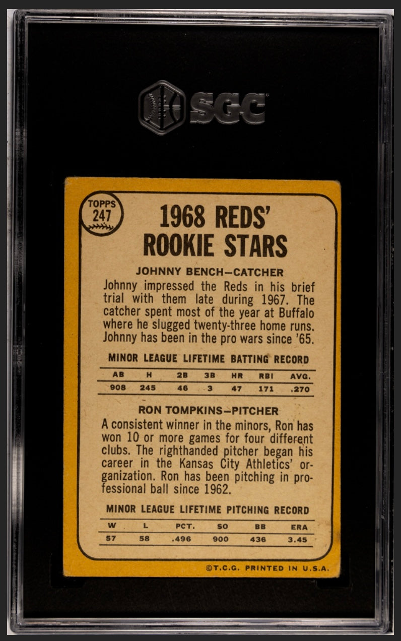 Johnny Bench RC 1968 Topps SGC 2