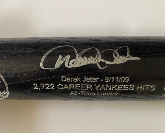 Derek Jeter Signed All Time Yankees Hit Leader Engraved Model Bat