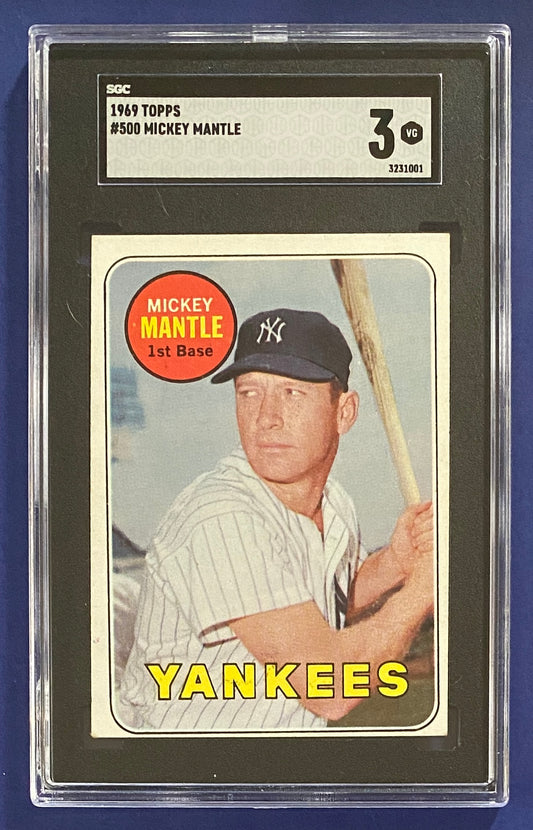Mickey Mantle 1969 Topps Yellow Letters SGC 3